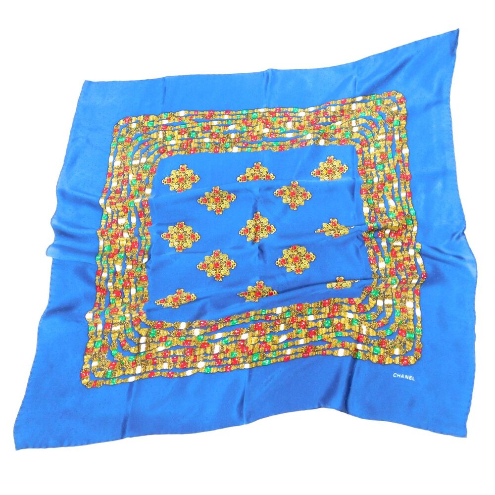 AUTHENTIC Vintage Chanel Red Floral Print Silk Scarf 34"x34"